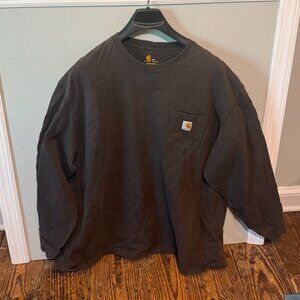 Carhartt Mens Size 4XL Long-Sleeve Shirt Original Fit Heavyweight Pocket Brown